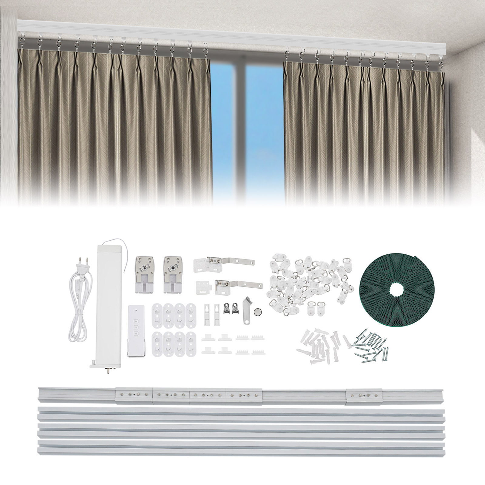Motorized Curtain Rail Alexa Google - 원격 및 앱 제어 기능이 있는