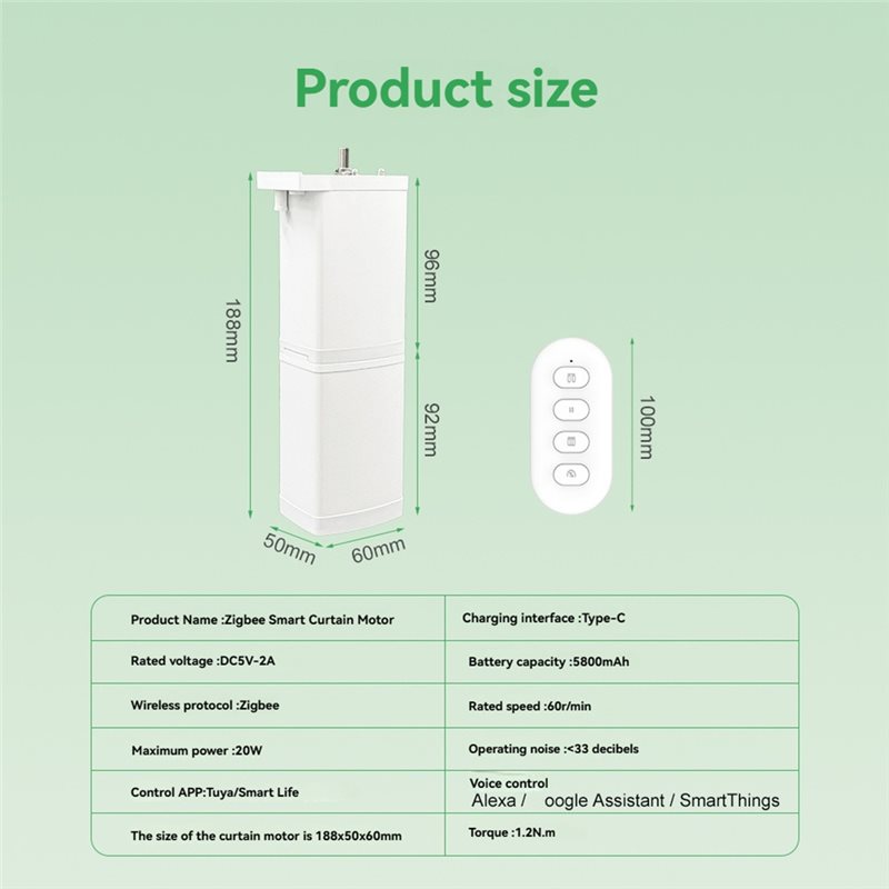 Smart Curtain Motor Tuya App - BHTS-Zigbee 커튼 모터, 배터리로 작동하는 전동