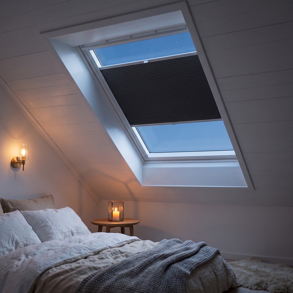 Motorized Skylight Blind - 천장 창문용 완전 차광 기능이 있는