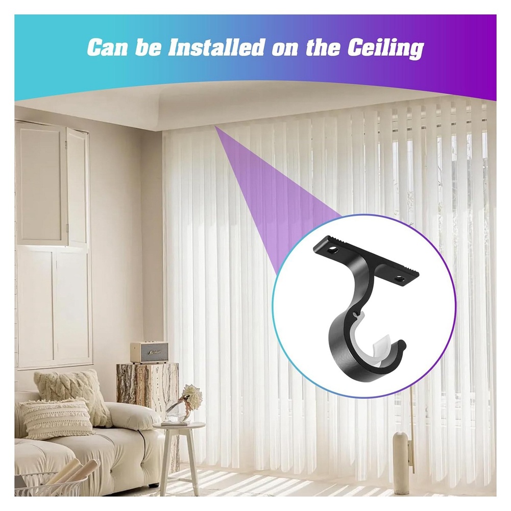 Curtain Track Ceiling Mount Aluminum - 검은색 커튼 봉 지지대 6개 세트,