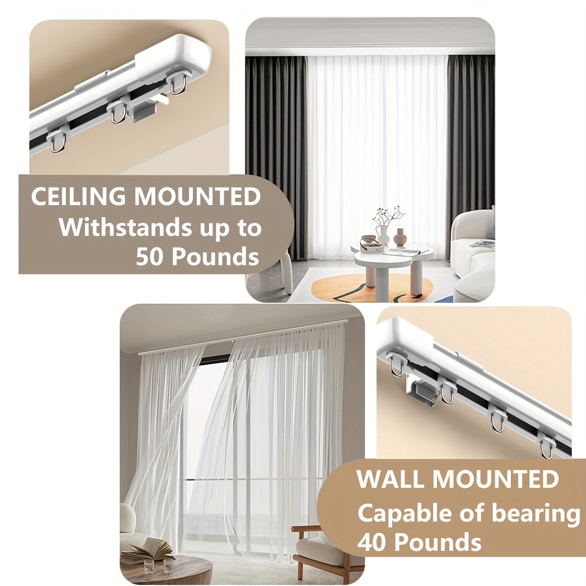 접이식 커튼 트랙 시스템 조절 가능한 천장/벽걸이 커튼 - Curtain Track Ceiling Mount Aluminum 리뷰 및 가격