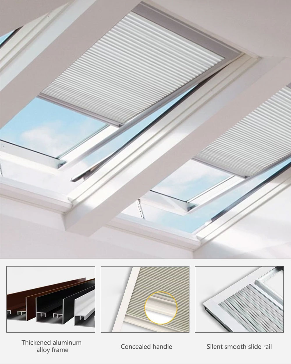 천장 창문용 완전 차광 기능이 있는 모터 작동식 벌집형 - Motorized Skylight Blind 리뷰 및 가격